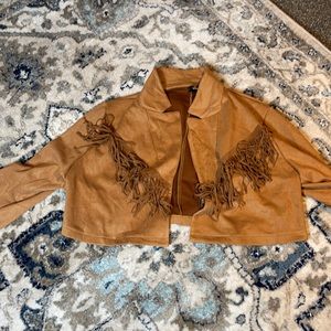 SHEIN curve fringe cropped jacket.